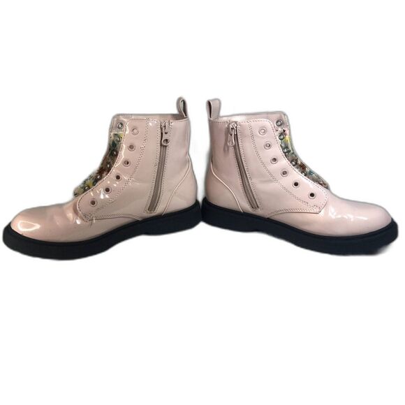 Art Class Boots Girls Sz 4 Pink patten leather boots with black laces Blk /Soles - Picture 5 of 11